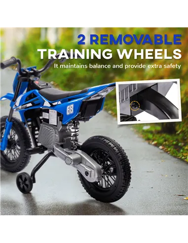 AIYAPLAY 12V Kids Electric Motorbike, Kids Electric Ride on motorcycle w/ Twist Grip Throttle, Training Wheels, Blue