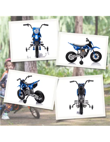 AIYAPLAY 12V Kids Electric Motorbike, Kids Electric Ride on motorcycle w/ Twist Grip Throttle, Training Wheels, Blue