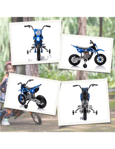 AIYAPLAY 12V Kids Electric Motorbike, Kids Electric Ride on motorcycle w/ Twist Grip Throttle, Training Wheels, Blue