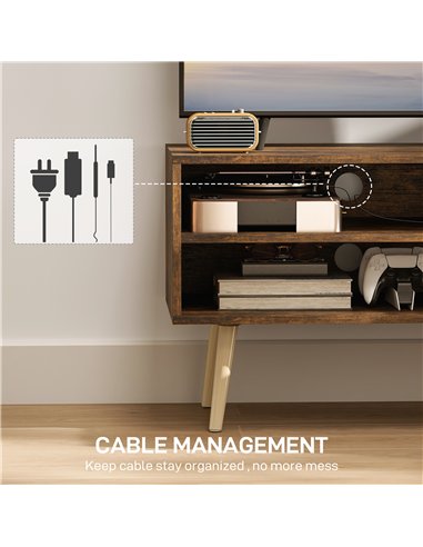 HOMCOM TV Stand up to 55 Inches, TV Unit with Open Shelves and Cable Holes - Brown