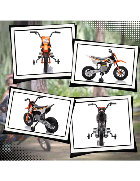 AIYAPLAY 12V Kids Electric Motorbike, Kids Electric Ride on motorcycle w/ Twist Grip Throttle, Training Wheels, Orange