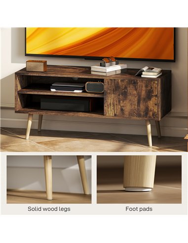 HOMCOM TV Stand up to 55 Inches, TV Unit with Open Shelves and Cable Holes - Brown