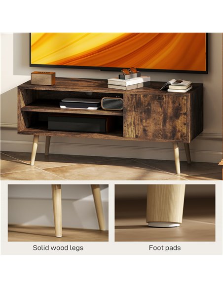 HOMCOM TV Stand up to 55 Inches, TV Unit with Open Shelves and Cable Holes - Brown