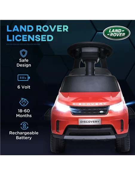 AIYAPLAY 2-in-1 Land Rover Licensed 6V Kids Electric Ride On Car, Sliding Car w/ Headlights, Music, for 18-60 Months, Red