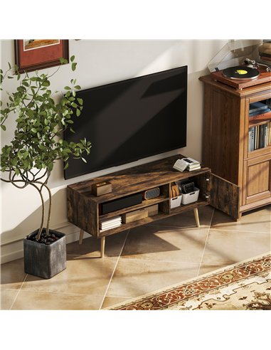 HOMCOM TV Stand up to 55 Inches, TV Unit with Open Shelves and Cable Holes - Brown