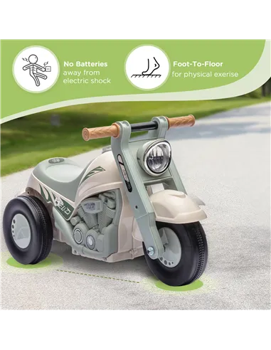 AIYAPLAY Foot To Floor Sliding Kids Ride On Car with Music, Bubble, for Toddler from 2 to 5 Years Old - Cream White