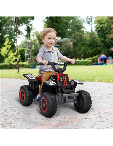 AIYAPLAY 6V Electric Quad Bike for Kids, Ride On ATV w/ Forward/Reverse, Headlights, for Ages 18-36 Months, Black