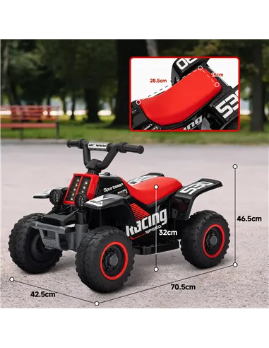 AIYAPLAY 6V Electric Quad Bike for Kids, Ride On ATV w/ Forward/Reverse, Headlights, for Ages 18-36 Months, Black