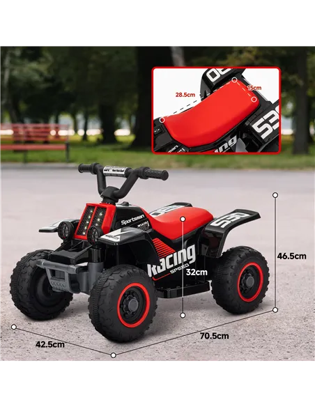 AIYAPLAY 6V Electric Quad Bike for Kids, Ride On ATV w/ Forward/Reverse, Headlights, for Ages 18-36 Months, Black