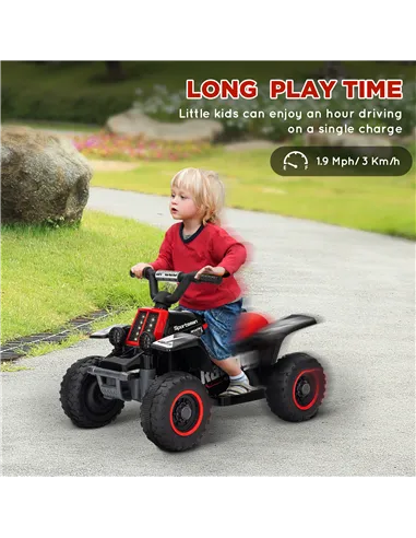 AIYAPLAY 6V Electric Quad Bike for Kids, Ride On ATV w/ Forward/Reverse, Headlights, for Ages 18-36 Months, Black