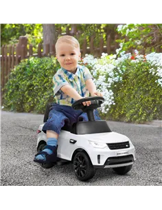 AIYAPLAY 2-in-1 Land Rover Licensed 6V Kids Electric Ride On Car, Sliding Car w/ Headlights, Music, for 18-60 Months, White 2