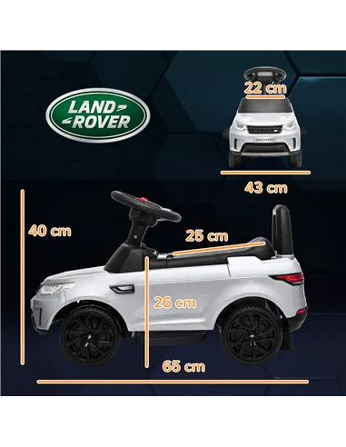 AIYAPLAY 2-in-1 Land Rover Licensed 6V Kids Electric Ride On Car, Sliding Car w/ Headlights, Music, for 18-60 Months, White