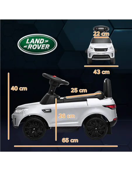 AIYAPLAY 2-in-1 Land Rover Licensed 6V Kids Electric Ride On Car, Sliding Car w/ Headlights, Music, for 18-60 Months, White