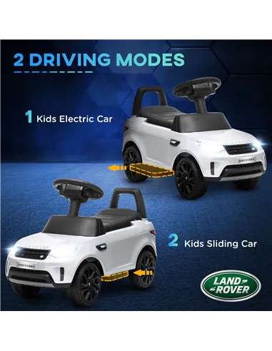 AIYAPLAY 2-in-1 Land Rover Licensed 6V Kids Electric Ride On Car, Sliding Car w/ Headlights, Music, for 18-60 Months, White