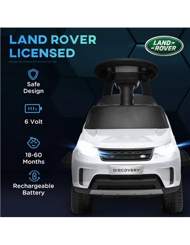 AIYAPLAY 2-in-1 Land Rover Licensed 6V Kids Electric Ride On Car, Sliding Car w/ Headlights, Music, for 18-60 Months, White