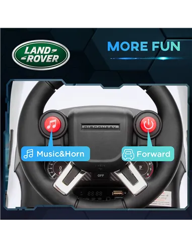 AIYAPLAY 2-in-1 Land Rover Licensed 6V Kids Electric Ride On Car, Sliding Car w/ Headlights, Music, for 18-60 Months, White