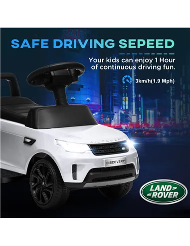 AIYAPLAY 2-in-1 Land Rover Licensed 6V Kids Electric Ride On Car, Sliding Car w/ Headlights, Music, for 18-60 Months, White