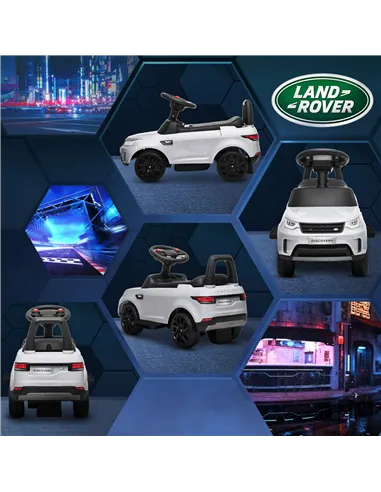 AIYAPLAY 2-in-1 Land Rover Licensed 6V Kids Electric Ride On Car, Sliding Car w/ Headlights, Music, for 18-60 Months, White