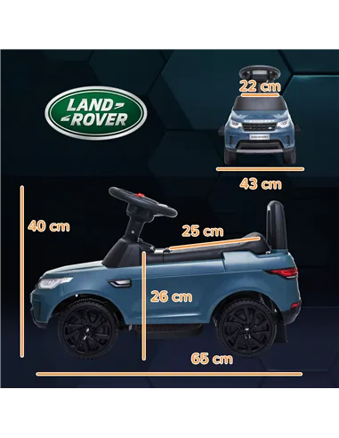 AIYAPLAY 2-in-1 Land Rover Licensed 6V Kids Electric Ride On Car, Sliding Car w/ Headlights, Music, for 18-60 Months, Light Blue