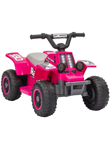AIYAPLAY 6V Electric Quad Bike for Kids, Ride On ATV w/ Forward/Reverse, Headlights, for Ages 18-36 Months, Pink