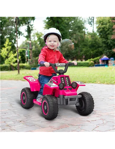 AIYAPLAY 6V Electric Quad Bike for Kids, Ride On ATV w/ Forward/Reverse, Headlights, for Ages 18-36 Months, Pink