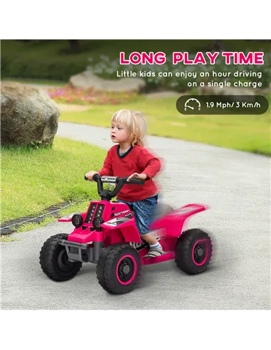 AIYAPLAY 6V Electric Quad Bike for Kids, Ride On ATV w/ Forward/Reverse, Headlights, for Ages 18-36 Months, Pink