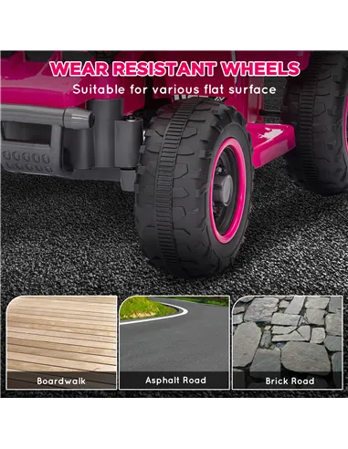 AIYAPLAY 6V Electric Quad Bike for Kids, Ride On ATV w/ Forward/Reverse, Headlights, for Ages 18-36 Months, Pink