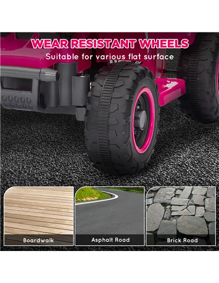 AIYAPLAY 6V Electric Quad Bike for Kids, Ride On ATV w/ Forward/Reverse, Headlights, for Ages 18-36 Months, Pink