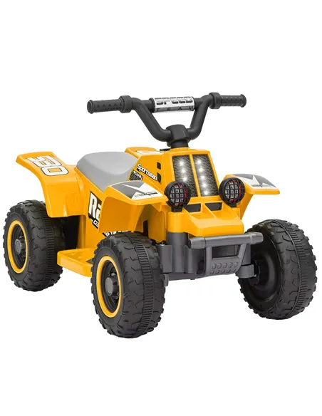 AIYAPLAY 6V Electric Quad Bike for Kids, Ride On ATV w/ Forward/Reverse, Headlights, for Ages 18-36 Months, Yellow