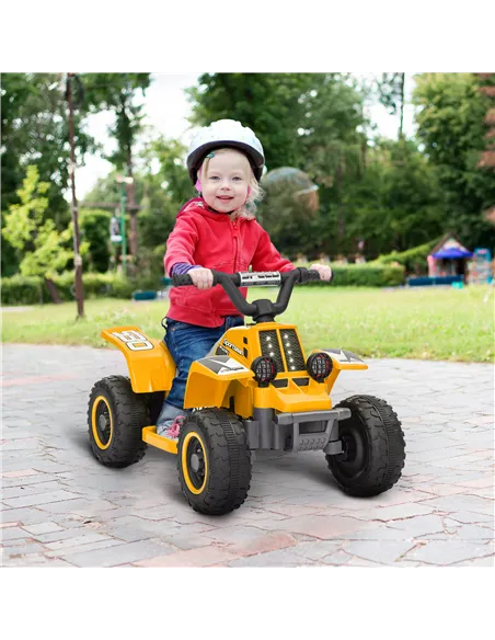 AIYAPLAY 6V Electric Quad Bike for Kids, Ride On ATV w/ Forward/Reverse, Headlights, for Ages 18-36 Months, Yellow