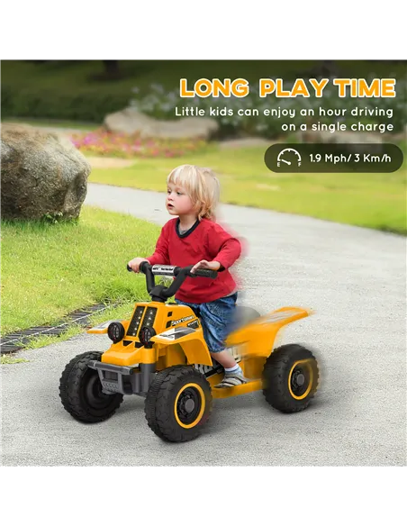 AIYAPLAY 6V Electric Quad Bike for Kids, Ride On ATV w/ Forward/Reverse, Headlights, for Ages 18-36 Months, Yellow