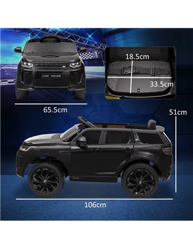 AIYAPLAY Licensed Land Rover Discovery Sport, 12V Kids Ride on Car w/ Remote Control, Lights, Music, Horn, for 3-6 Years, Black