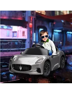 AIYAPLAY 12V Maserati Gran Turismo Folgore Lincesed Kids Electric Car with Remote Control, Soft Start, Grey 2