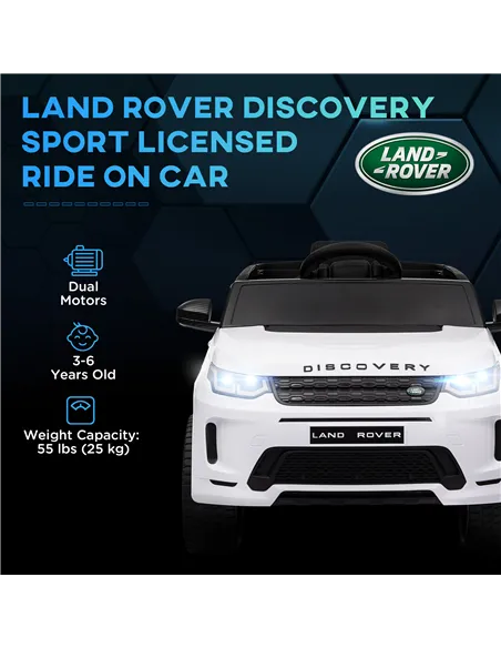 AIYAPLAY Licensed Land Rover Discovery Sport, 12V Kids Ride on Car w/ Remote Control, Lights, Music, Horn, for 3-6 Years, White