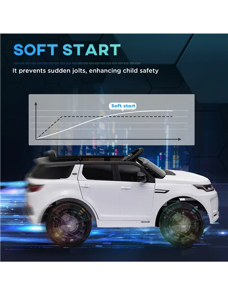 AIYAPLAY Licensed Land Rover Discovery Sport, 12V Kids Ride on Car w/ Remote Control, Lights, Music, Horn, for 3-6 Years, White