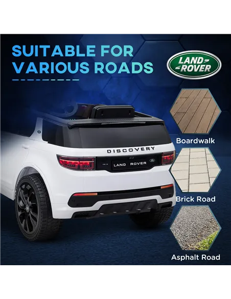 AIYAPLAY Licensed Land Rover Discovery Sport, 12V Kids Ride on Car w/ Remote Control, Lights, Music, Horn, for 3-6 Years, White