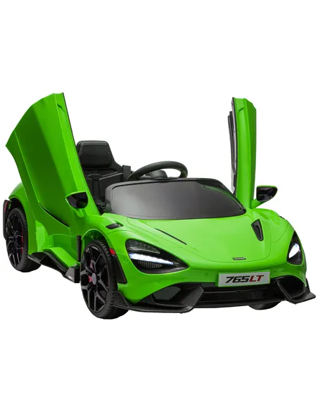 AIYAPLAY McLaren 765LT Licensed 12V Kids Electric Ride on Car with Butterfly Doors, Remote Control, Transport Wheels, Green