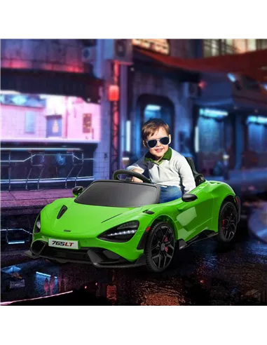 AIYAPLAY McLaren 765LT Licensed 12V Kids Electric Ride on Car with Butterfly Doors, Remote Control, Transport Wheels, Green