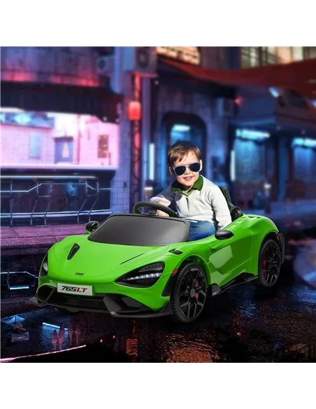 AIYAPLAY McLaren 765LT Licensed 12V Kids Electric Ride on Car with Butterfly Doors, Remote Control, Transport Wheels, Green