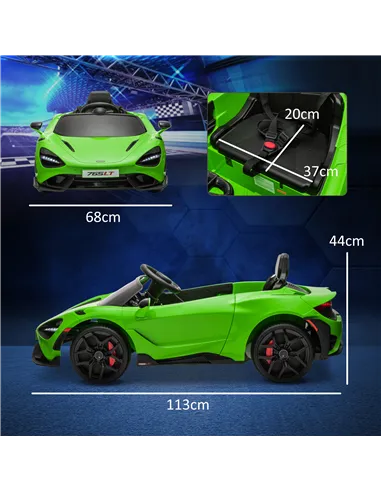 AIYAPLAY McLaren 765LT Licensed 12V Kids Electric Ride on Car with Butterfly Doors, Remote Control, Transport Wheels, Green