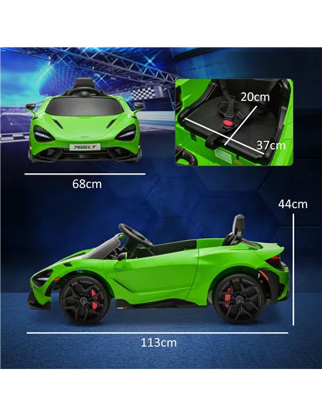 AIYAPLAY McLaren 765LT Licensed 12V Kids Electric Ride on Car with Butterfly Doors, Remote Control, Transport Wheels, Green