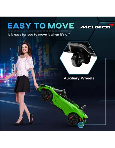 AIYAPLAY McLaren 765LT Licensed 12V Kids Electric Ride on Car with Butterfly Doors, Remote Control, Transport Wheels, Green