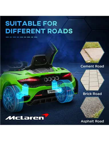 AIYAPLAY McLaren 765LT Licensed 12V Kids Electric Ride on Car with Butterfly Doors, Remote Control, Transport Wheels, Green