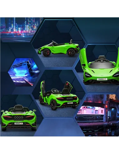 AIYAPLAY McLaren 765LT Licensed 12V Kids Electric Ride on Car with Butterfly Doors, Remote Control, Transport Wheels, Green