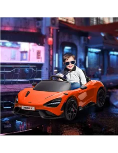 AIYAPLAY McLaren 765LT Licensed 12V Kids Electric Ride on Car with Butterfly Doors, Remote Control, Transport Wheels, Orange 2