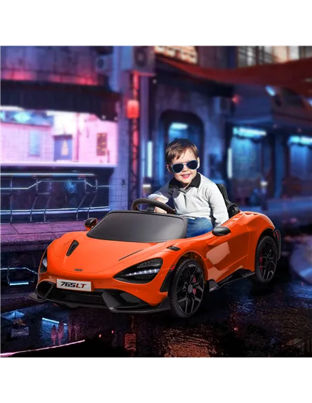 AIYAPLAY McLaren 765LT Licensed 12V Kids Electric Ride on Car with Butterfly Doors, Remote Control, Transport Wheels, Orange
