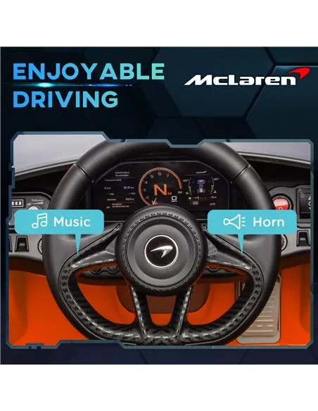 AIYAPLAY McLaren 765LT Licensed 12V Kids Electric Ride on Car with Butterfly Doors, Remote Control, Transport Wheels, Orange