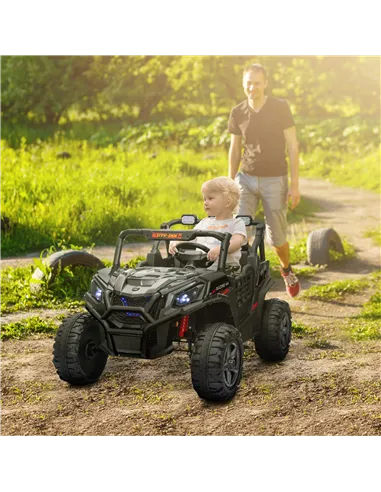 AIYAPLAY 24V 2 Seater Kids Electric Car with Remote Control, Suspension System,  Slow Start, 3 Speeds, for 3-8 Years, Black