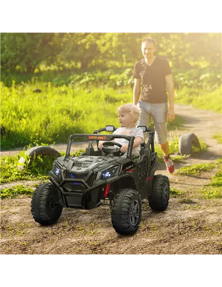 AIYAPLAY 24V 2 Seater Kids Electric Car with Remote Control, Suspension System,  Slow Start, 3 Speeds, for 3-8 Years, Black