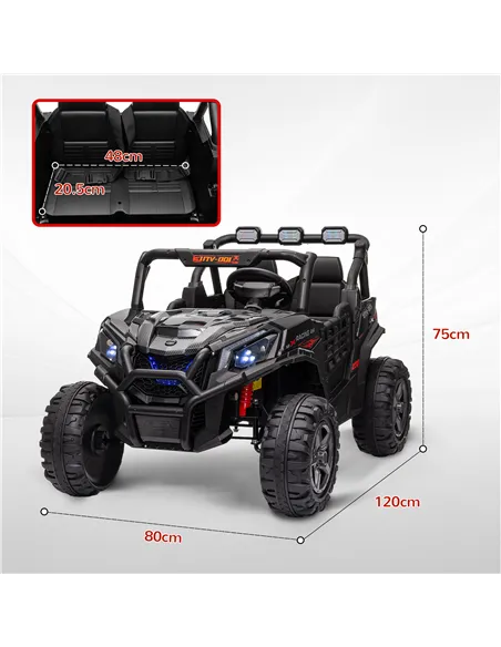 AIYAPLAY 24V 2 Seater Kids Electric Car with Remote Control, Suspension System,  Slow Start, 3 Speeds, for 3-8 Years, Black